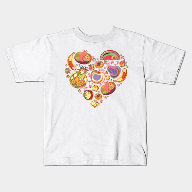 I Love Fruits Kids T-Shirt by Digster